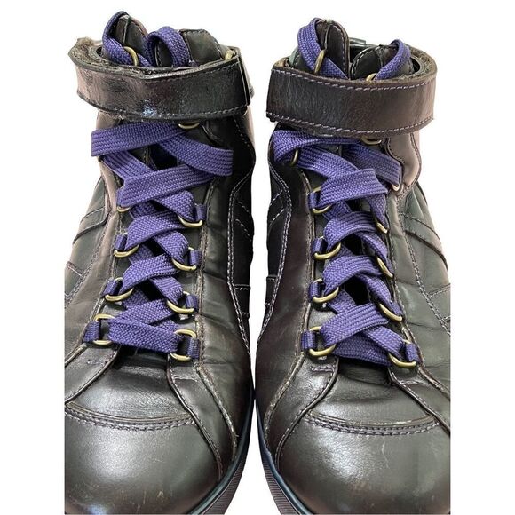 Louis Vuitton Sneakers Men’s 8 High Top Leather Brown Purple Authentic BA0097 8 - Picture 4 of 16